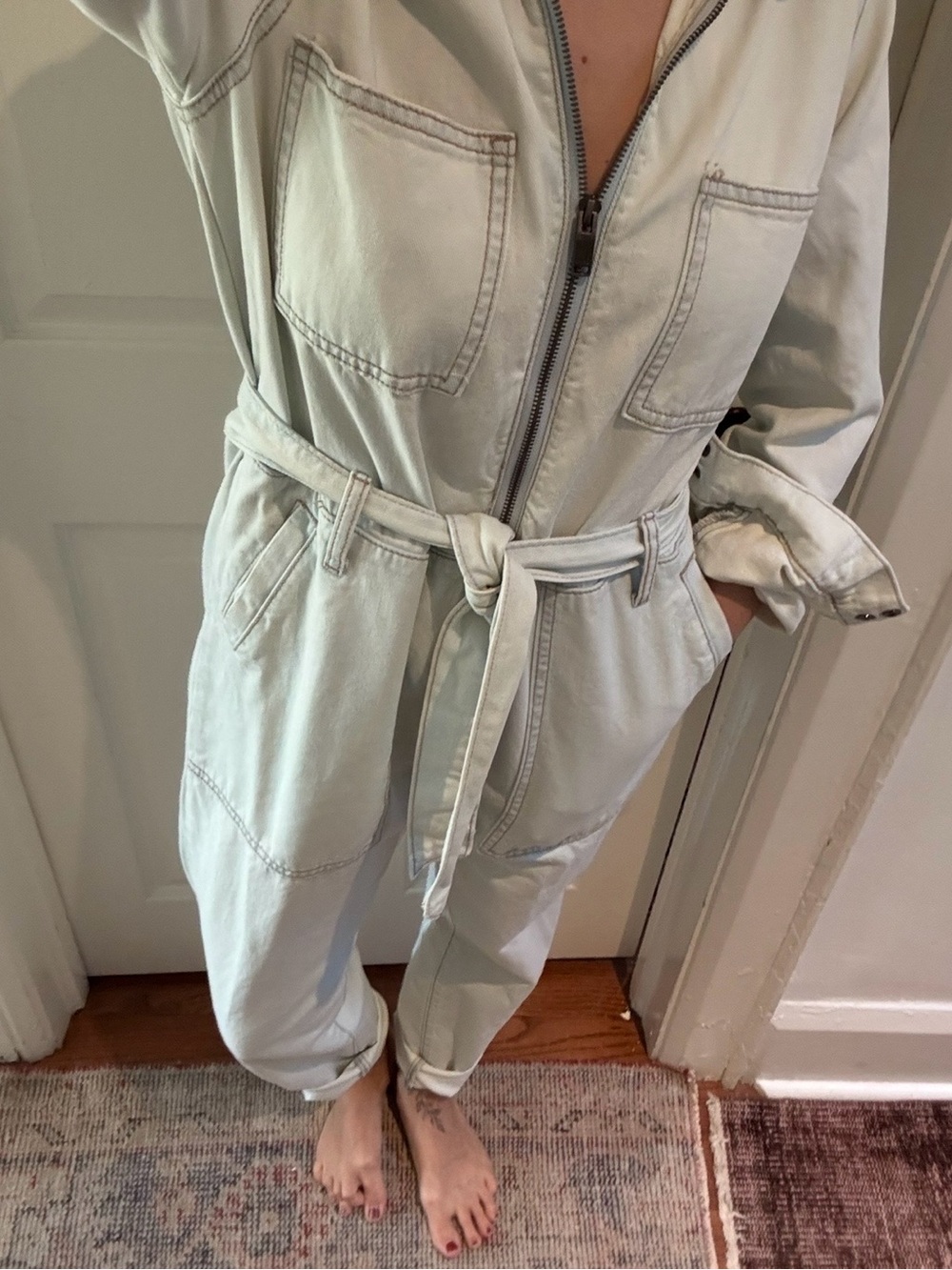 Light Wash Denim Boiler Suit - One Teaspon
